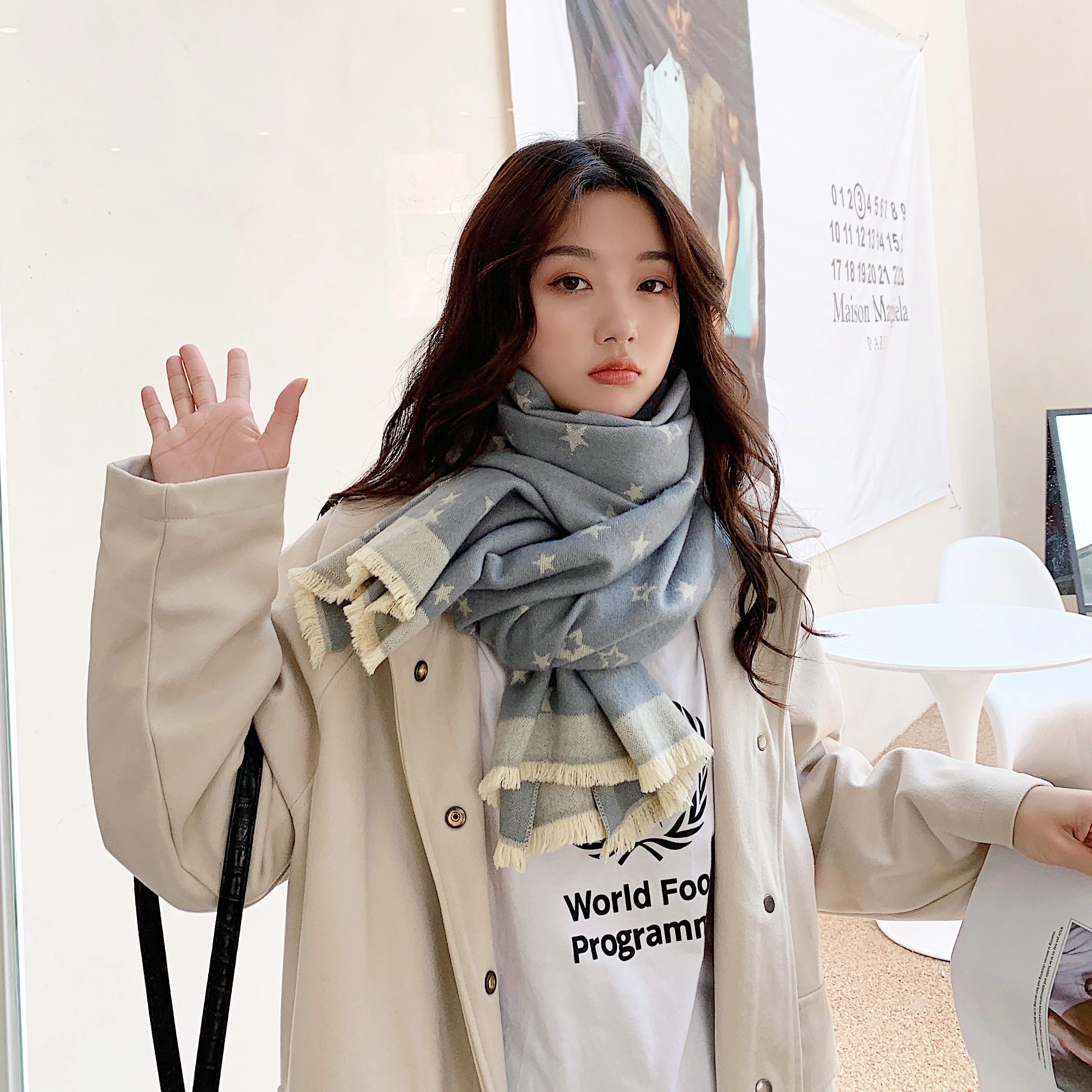 Hot Sale Style Winter Fashion Designer Women Horse Jacquard Scarf Pashmina Cashmere Warm Thick Shawls Scarfs