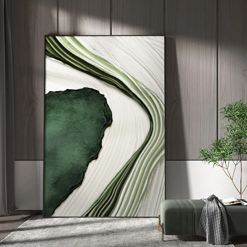 Green Abstract Wall Art Canvas For Acrylic Painting Hotel Painting On Canvas Extra Large Wall Art For Living Room Hotel Project