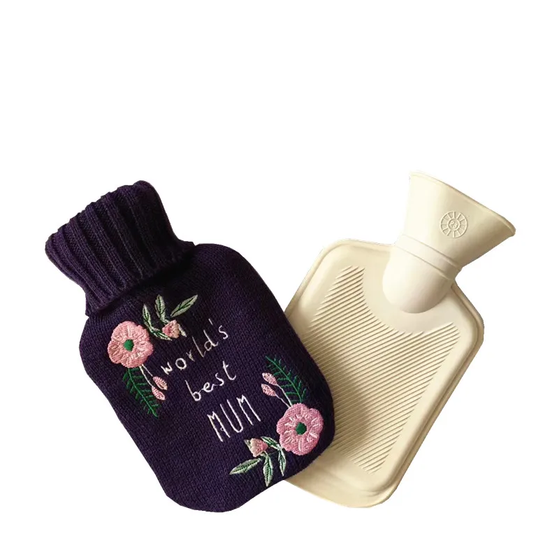 Горячая распродажа, Классический многоразовый медицинский эффект, 2000 мл, резиновая бутылка для горячей воды, мешок для горячей воды с трикотажной крышкой