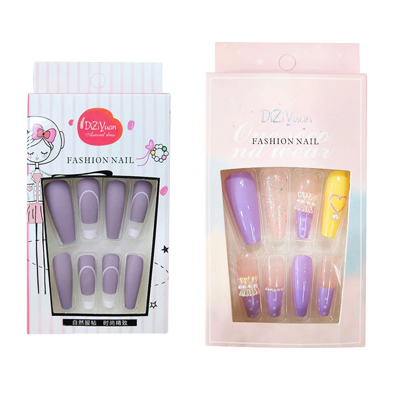 Custom simple black and white french press on nails wearable mini short finished artificial fingernails nails 24pcs/box