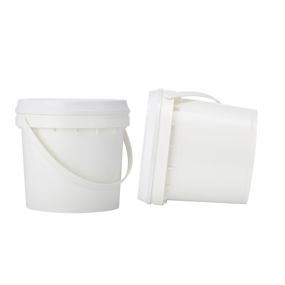customized logo new pp round empty industrial stackable chemical hand paint pure white coloured 2l plastic pail