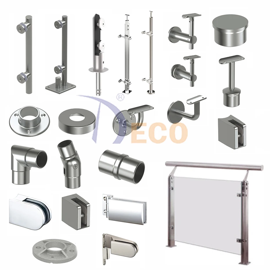 Китайский поставщик наружные Лестничные Поручни из нержавеющей стали лестничные стойки стеклянные балюстрады