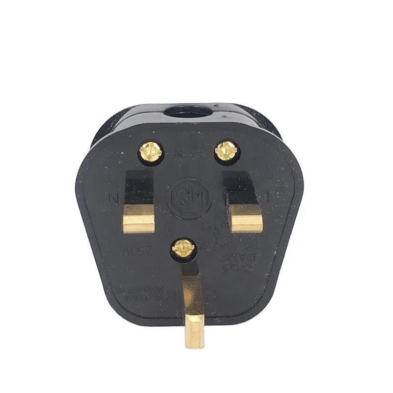 wholesale BS UK type G wiring electrical plug 3 pins with 13A fused black power industrial plug top