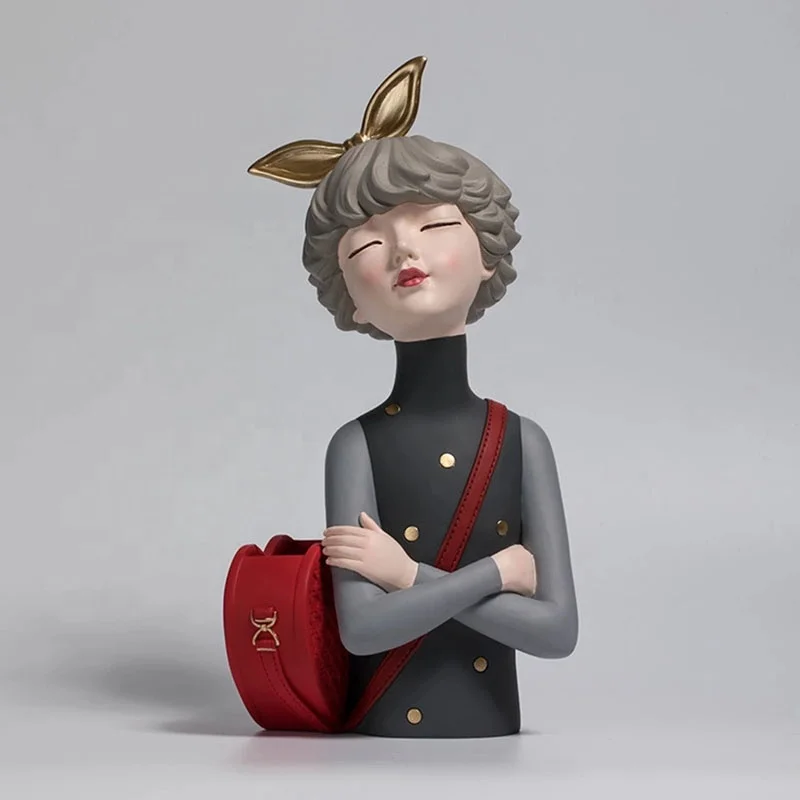 Статуэтки из смолы для поделок, подарки, поделки, украшения из смолы, рюкзак для девочек, сумка для хранения, косметика, цветы, вазы, Скандинавская статуя девушки