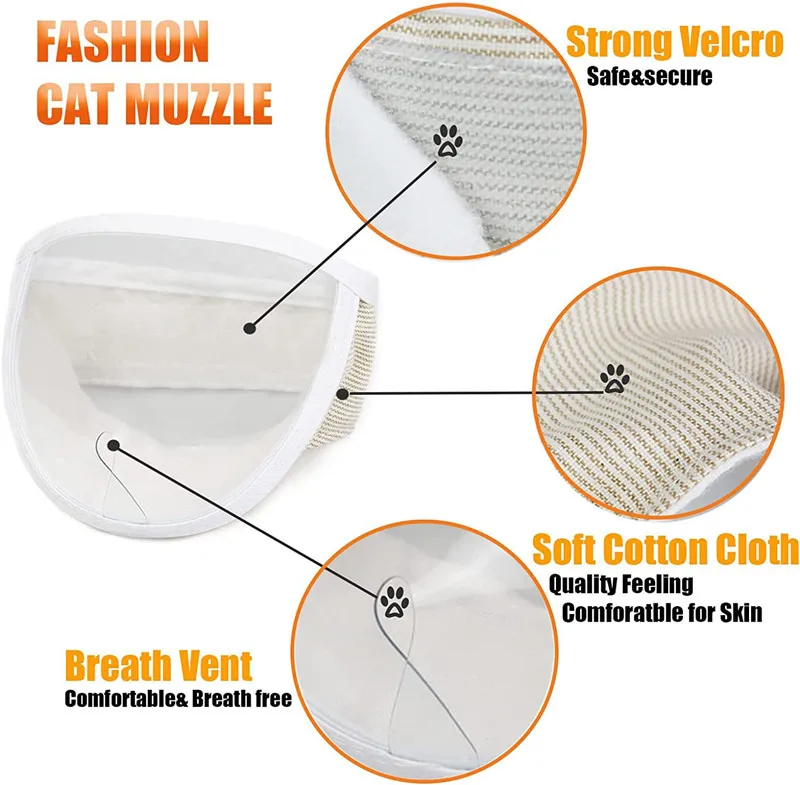Breathable Transparent Cat Face Guard Cat Mouth Cover to Prevent Mutual and Biting wholesale Cat Muzzle for Grooming