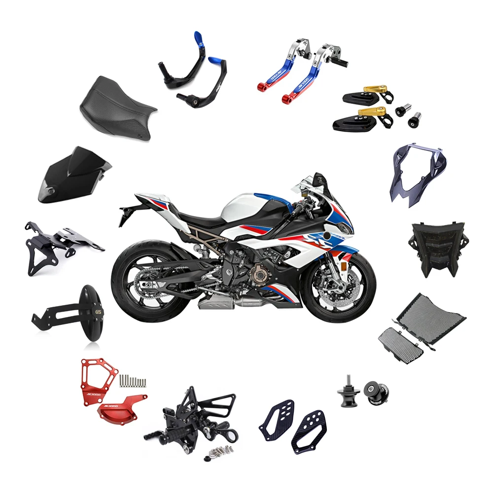  Custom Wholesale motorcycle accessories Handlebar Tail Box Fairings Mirror Light Helmet other parts For BMW
