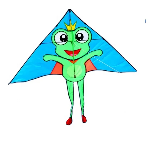 wholesale  cartoon frog  large smooth flying children  triangle custom single line kite from weifang kite factory