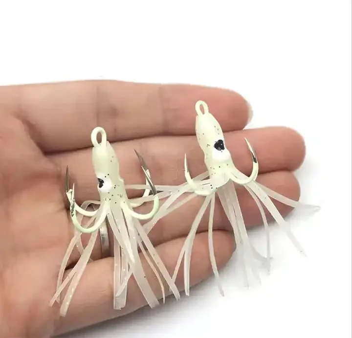 In stock 16# 18# Quadruple Squid Octopus Hooks Sea Hook Jig Assist Fourfold Luminous Fishing Hook