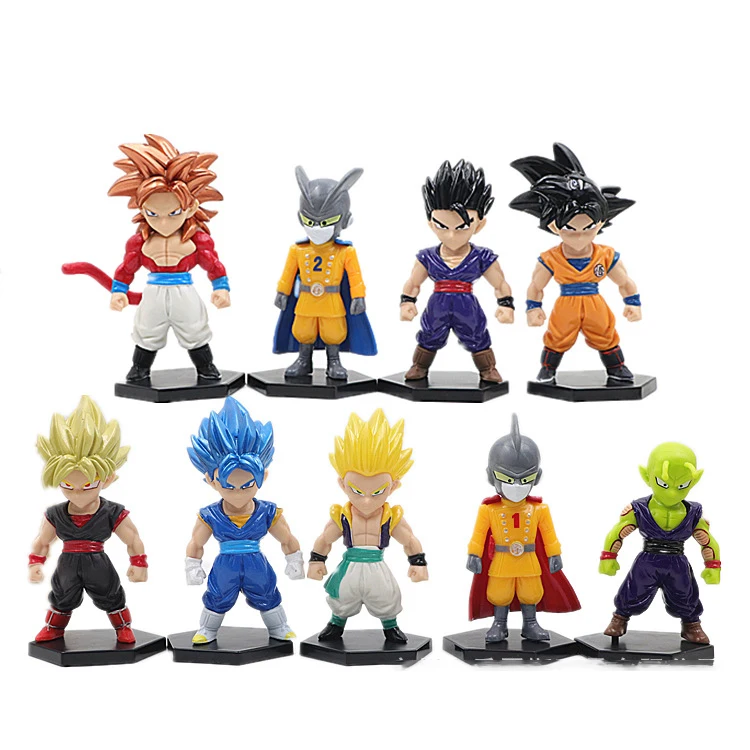 JM 9PCS/Set Popular Japanese Movie Dragon-ballss Action Figure Toys Gama 1 2 Goku PVC Mini Anime PVC Figure 7-9CM
