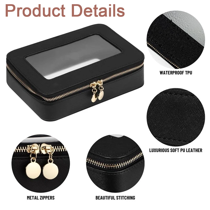 Clear Makeup Bag Organizer Portable Travel Toiletry Cosmetic Case for Women Heavy Duty Makeup Pouch with Transparent Window