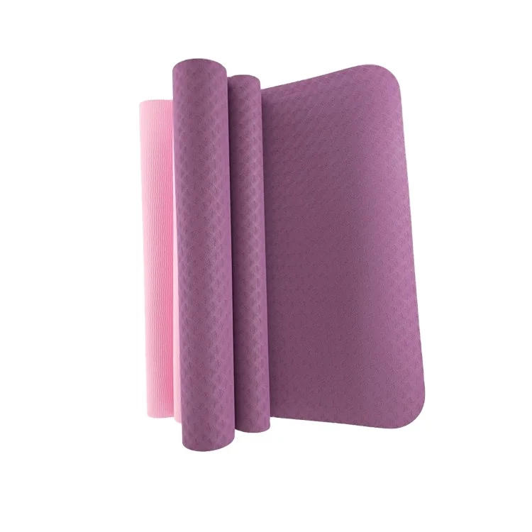 Double Layers Promotion Gym Tpe  Anti-Skid Folding Yoga Mat Bags Wholesale Suede Yoga Mat