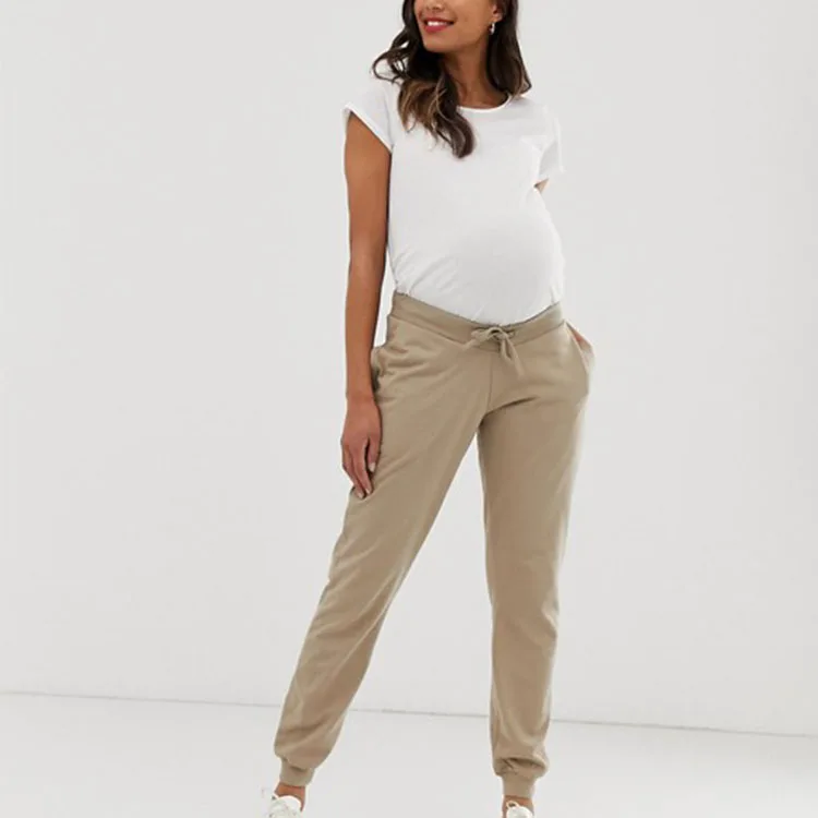 Drawstring elastic maternity jogger pants winter