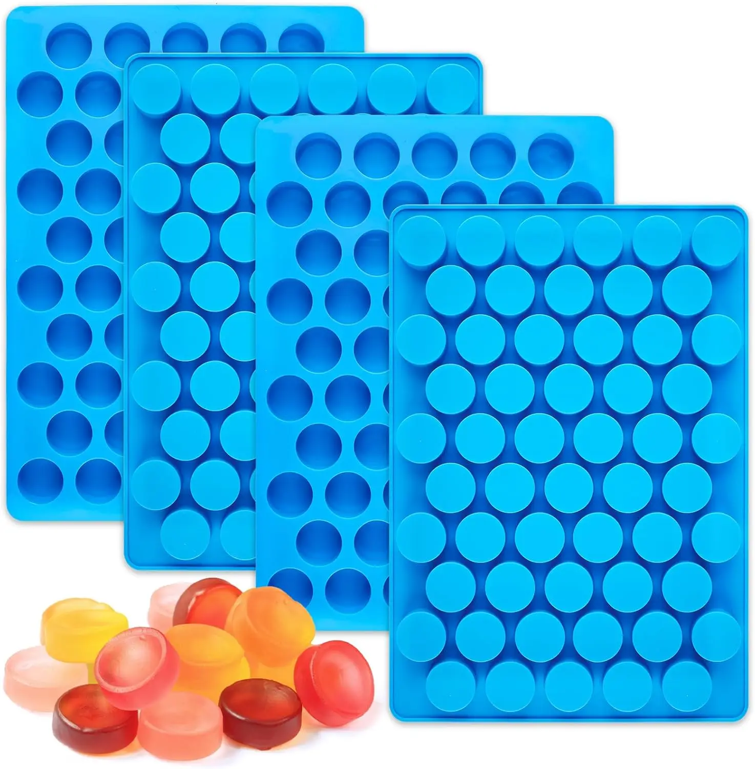 Round Candy Molds Silicone Molds for Hard Candy, Gummy, Caramels, Chocolate, Ganache, Ice Cubes, 220 Cavity