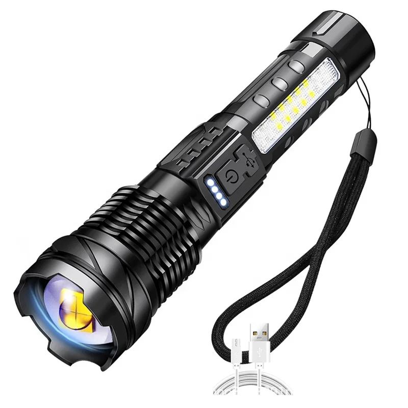 Waterproof 3000 High Lumens USB Rechargeable Tactical Flashlights XHP50 Flashlight Most Powerful Portable LED Flashlight Outdoor