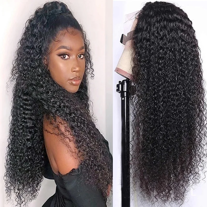 40 In Human Hair HD Lace Closure Wig Transparent Full Lace Front 40 Inches Curly Frontal Wigs For Black Women