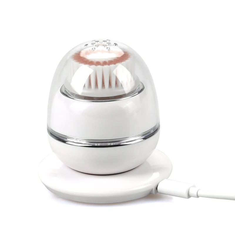High Quality Vibrating Face Scrub Brush Plastic Silicone Facial Cleansing Brush with Wireless Charging