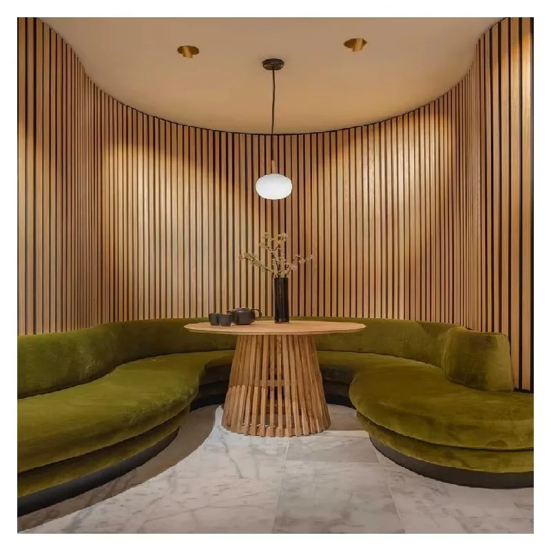 2400*600mm Flexible light weight 9mm MDF eco-friendly sandwich panels Acoustic wood slats panels Akupanels