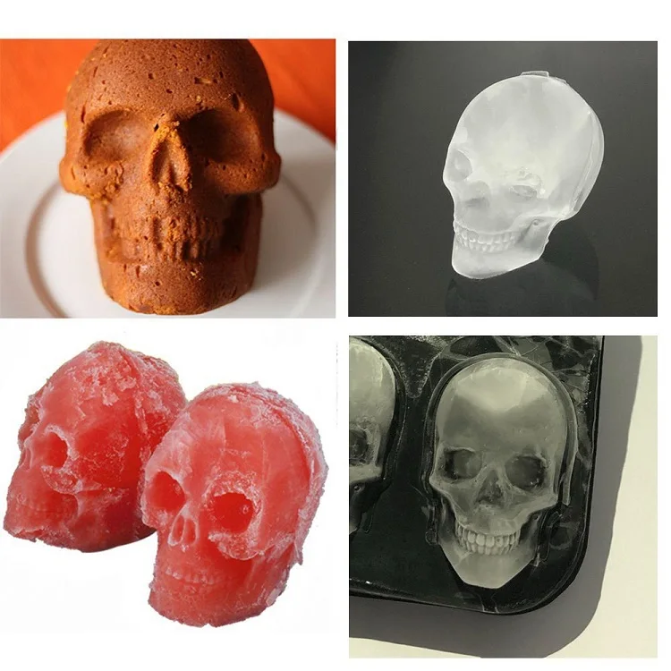
3D Skele Shape Ice Tube Mold Maker Bar Party Silicone Trays Molds Kitchen Tools Large Ice Cube Tray Mould For Drink Whiskey Wine 