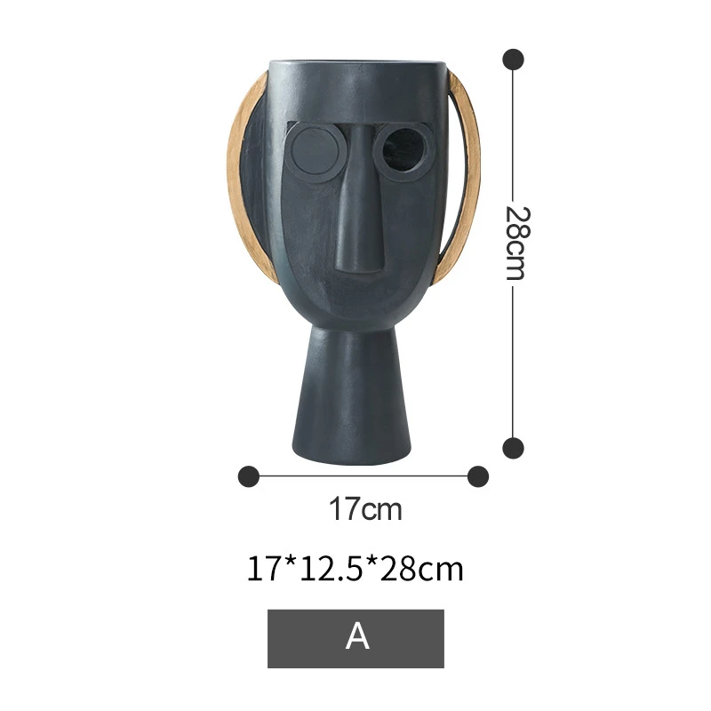 Wholesale 2021 home decor black resin face flower vase