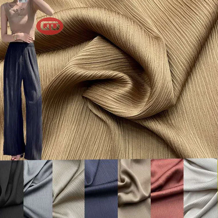 Super soft 100% Polyester Imitated Acetic Acid Strip Woven Cool Feeling Satin Fabric for Trousers night wear dress