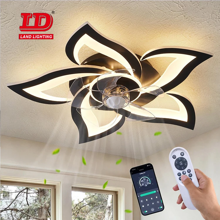 Bedroom Electric Modern Ceiling Fan Chandelier Remote Control Led Ceiling Fan With Led Light Lamp Decorative