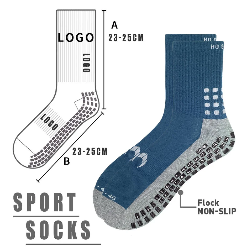 Men sports socks with all kind of colors high quality basketball soccer cotton embroidered print sock custom grip football socks