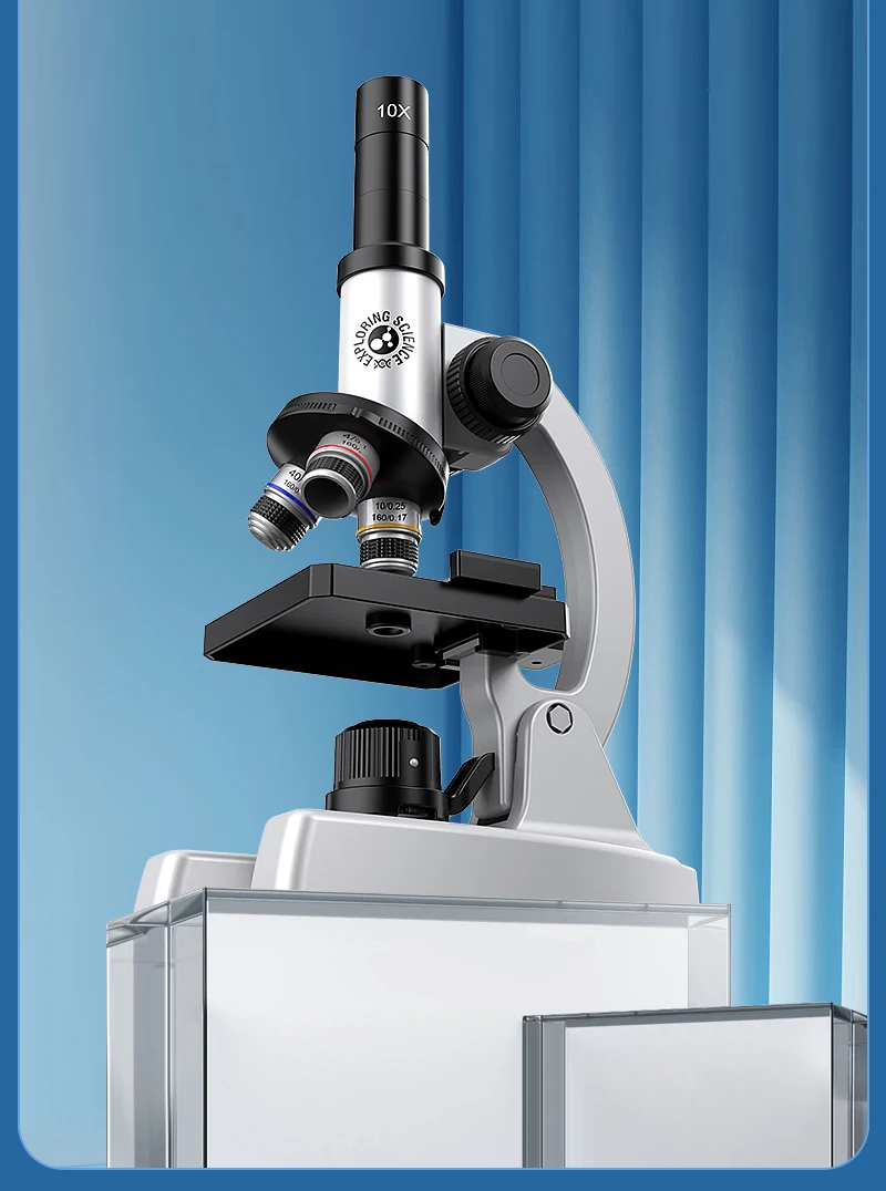 Professional-Style 40X-1600X Light Student Scientific Microscope DIY Science Tool Set for Kids Glass Material for Teaching