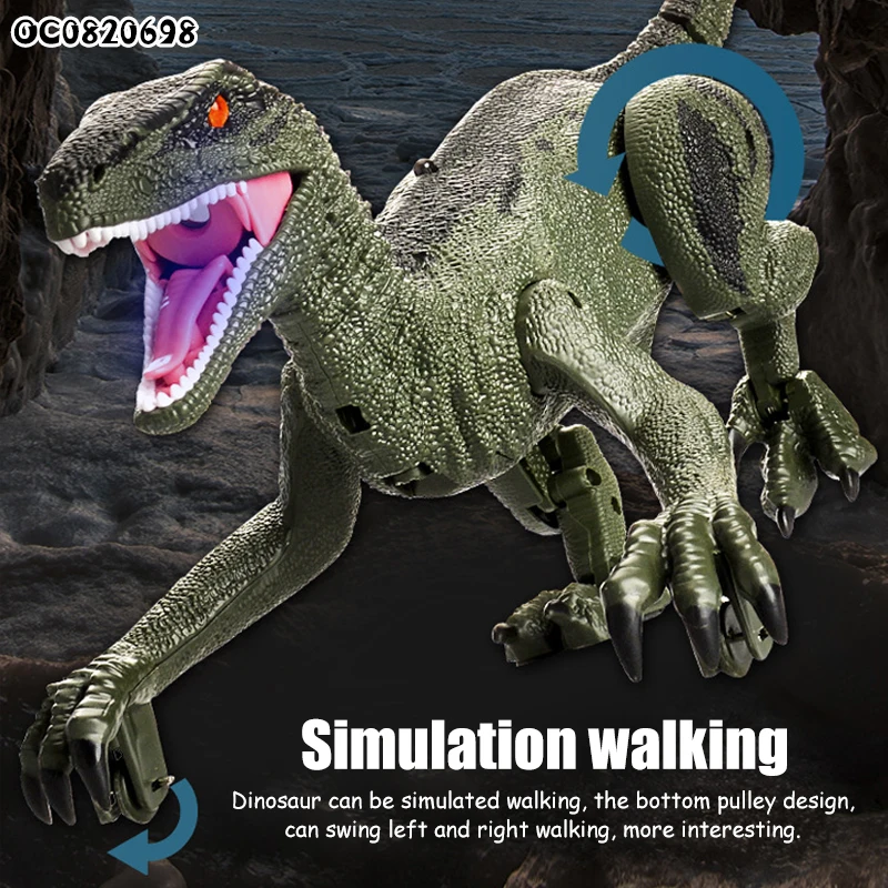 Infrared laser gun 5 channel remote control walking led rc dinosaur robot toy