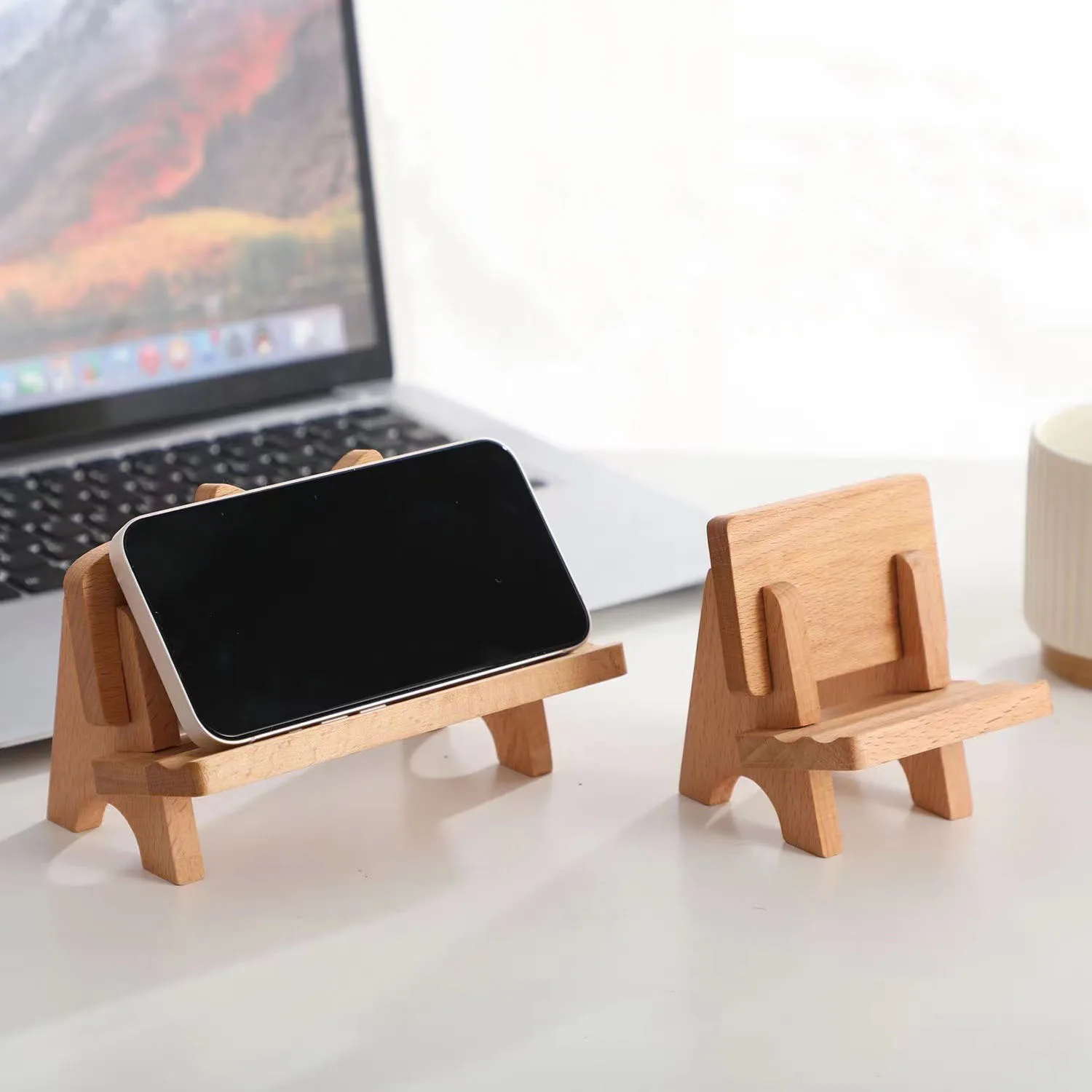 Bamboo Wooden Mobile Cell Phone Stand Desktop Tablet Holder For Phone