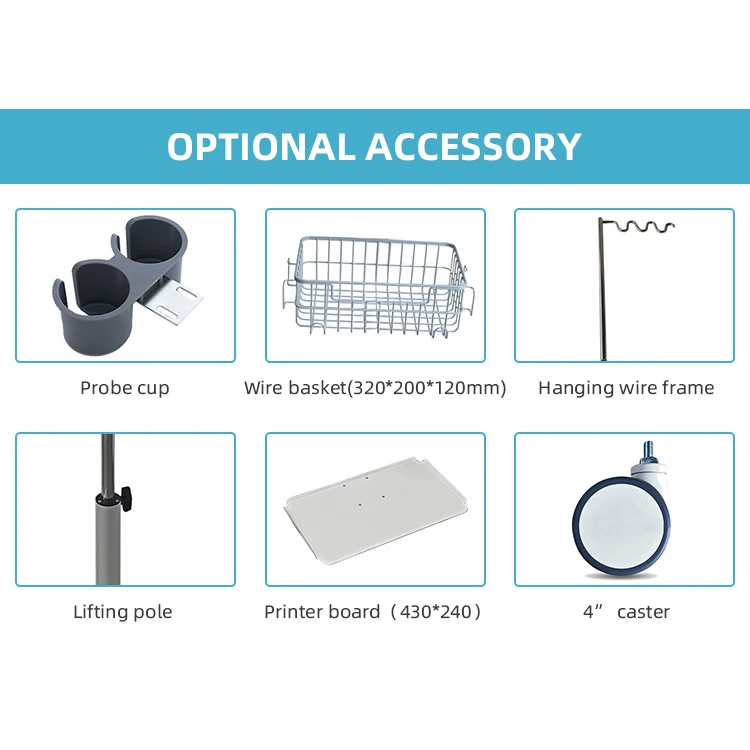 New Product Emergency Cart Trolley Hospital Treatment Clinic Computer Medical Cabinet Trolley ultrasound trolley