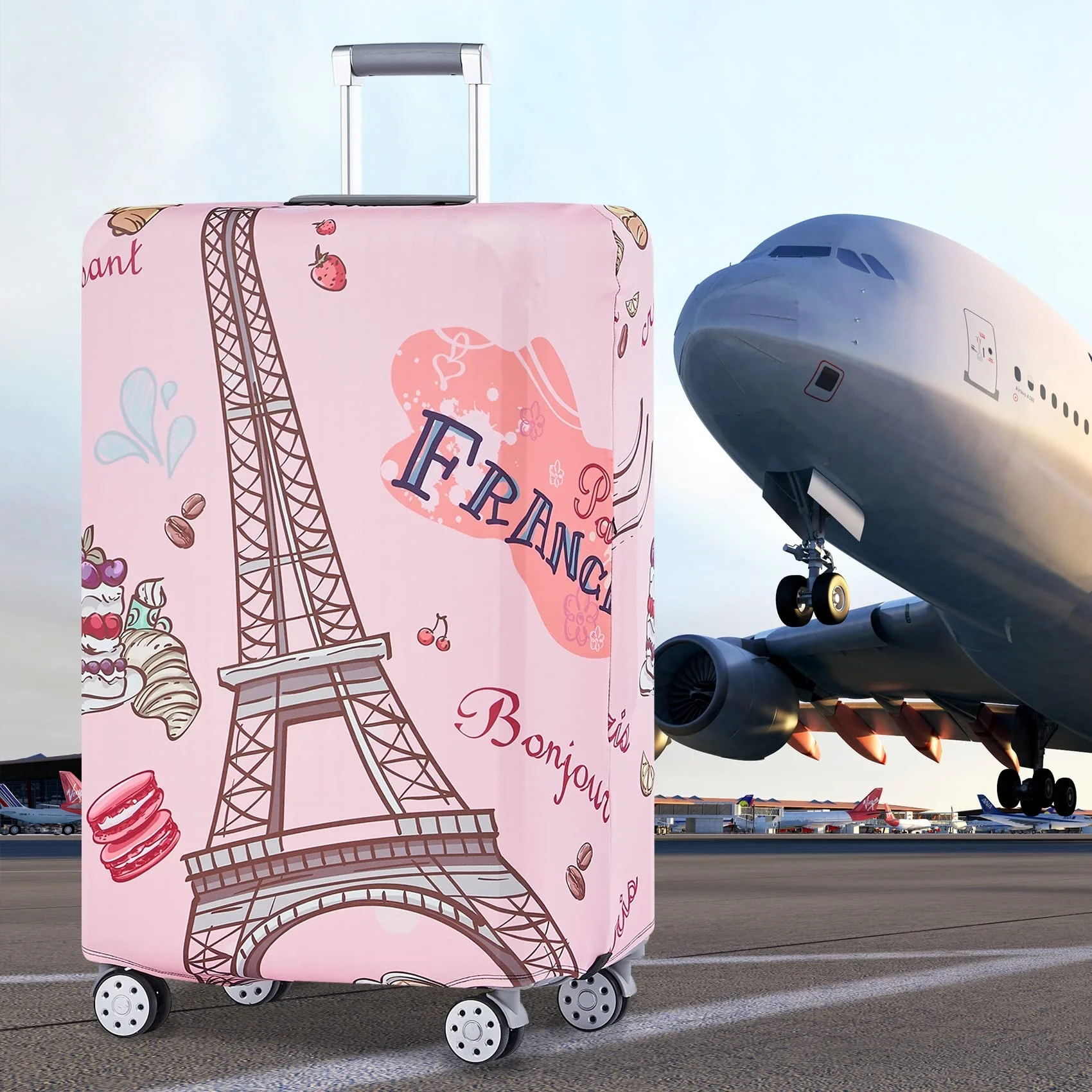 Customize unique durable invisible zipper washable anti scratch dirty tear multisize color design luggage suitcase cover protect