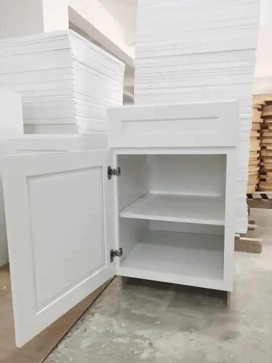 Plywood Ready Made White Shaker Kitchen Cabinets Factory Price Discontinued