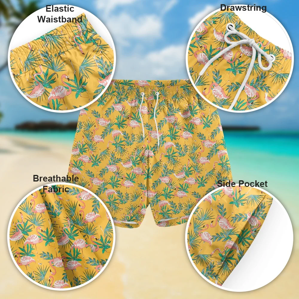2022 Summer Mens Swimwear Quick Dry Beach male shorts For Men Swim Trunks Swim Board Shorts Hawaiian Flamingo Shorts ST-ANM01