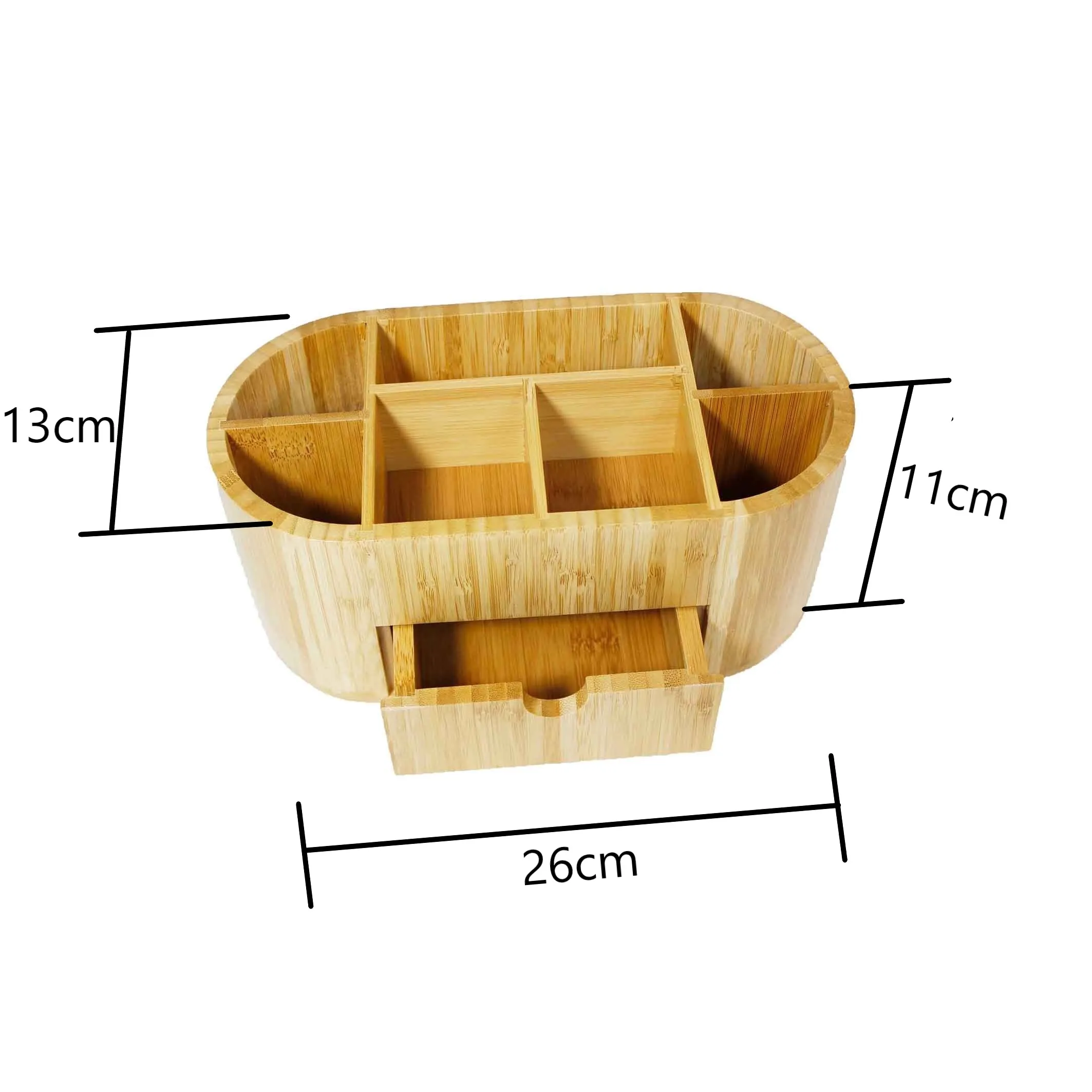 
Home and Office Natural Bamboo Stationery Desk Organizer With Drawer 