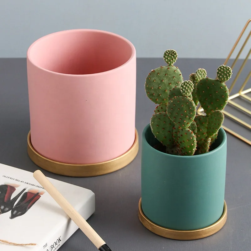 Нордический стиль керамический цилиндр горшок лоток терракотовый с травами блюдце глина суккулентов Крытый открытый детский Декор