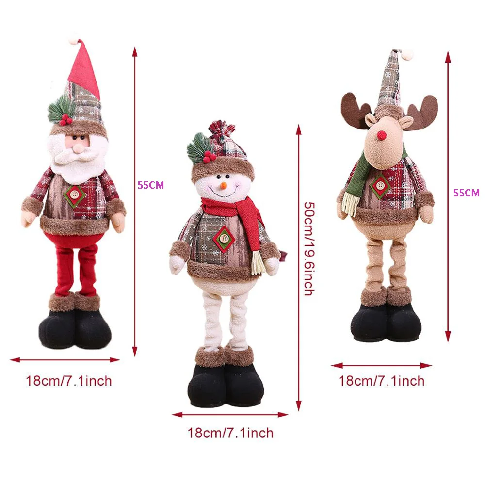Christmas Dolls Tree Decor New Year 2022 Ornament Reindeer Snowman Santa Claus Standing Doll Decoration Merry Christmas