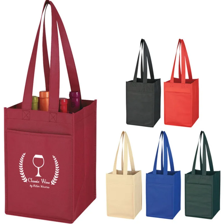 Non Woven Red Wine Bags Bottle Bag Eco Friend Durable Promotion Gift Non Woven Red Wine 4 Bottle Bags With Handles