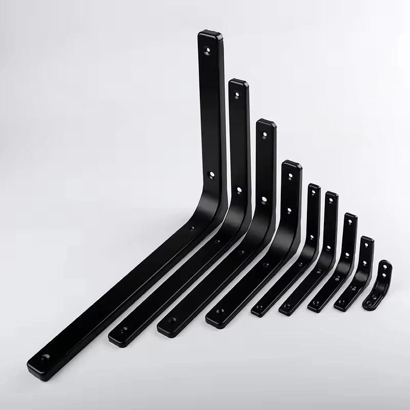 Wholesale 90 Degree Black Metal Corner Brace L Shaped Heavy Duty Right Angle Shelf Brackets