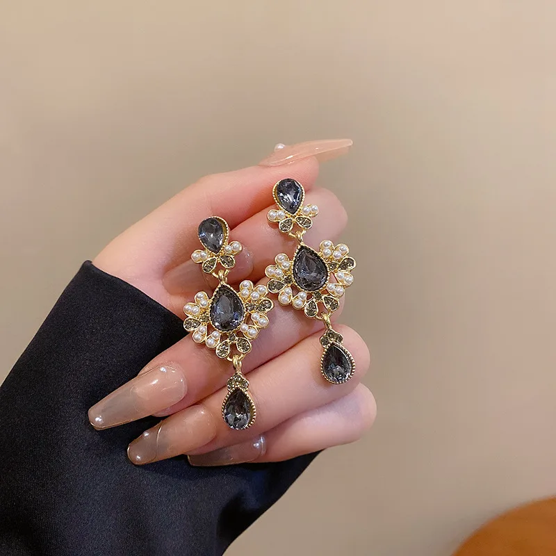 Woying Palace Drop Pearl Earring Girl Baroque Retro Temperament High-grade Sense Ear Drop Earrings