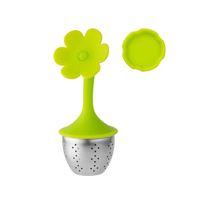 Ситечко для чая Yanghao с капельным подносом, ситечко для чая из нержавеющей стали с силиконовой крышкой без БФА, идеальный чай