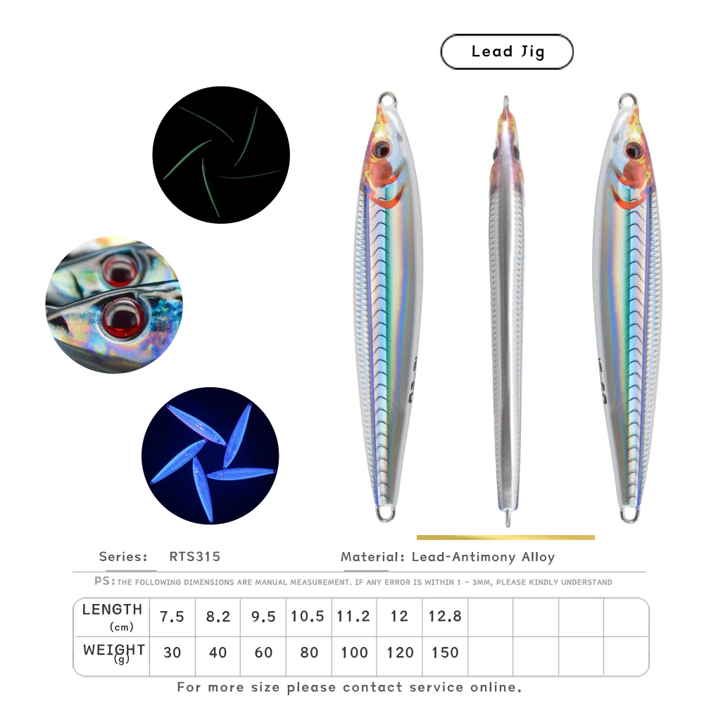 JIGGINGSOUL RTS315-JS100g 3D Printed Saltwater Fishing Tackle High Quality Vertical Jig Barracuda Mackerel Speed Lure 100g River