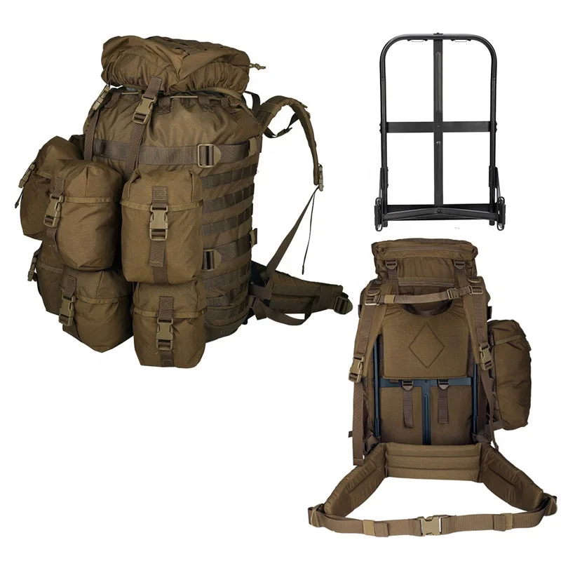 YAKEDA Backpack Tan Drab Operator Tactico Rucksack Field Tactical Hiking Backpack Outdoor Training Alice Backpack with Frame