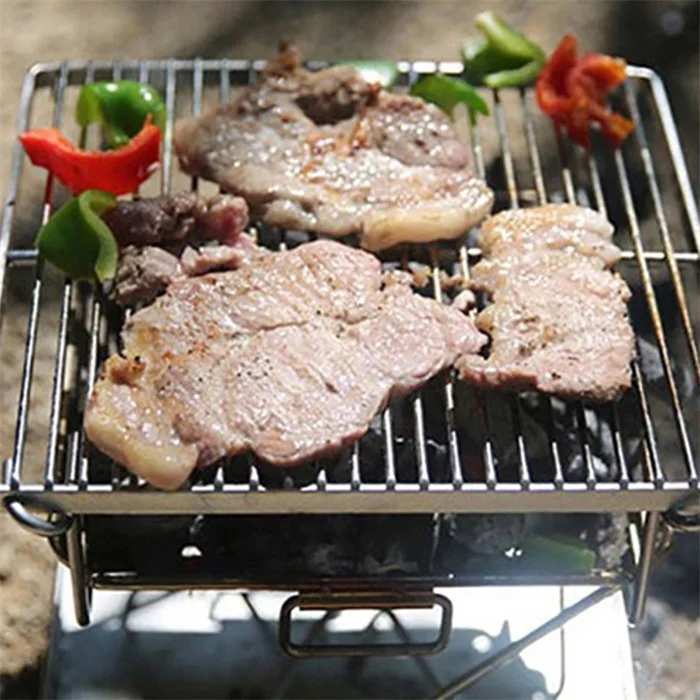 YOHO Portable Stainless Steel Folding Charcoal BBQ Grill Outdoor Korean Carton 500pcs Hot Sale Suitcase Barbecue for Camping