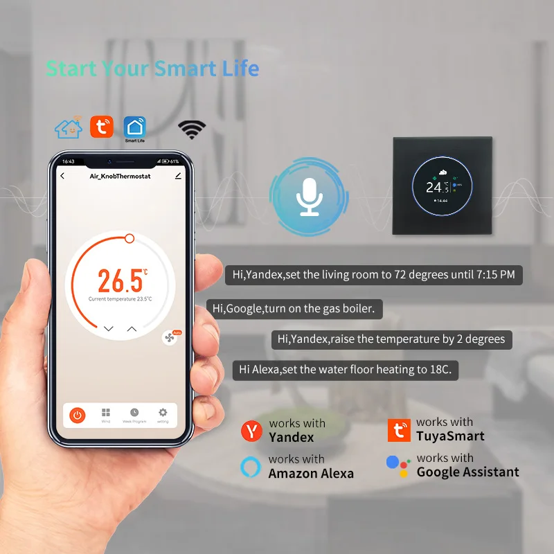 2 Pipe 4 Pipe Thermostat Fan Coil Programmable Tuya Wifi Smart Room Thermostat