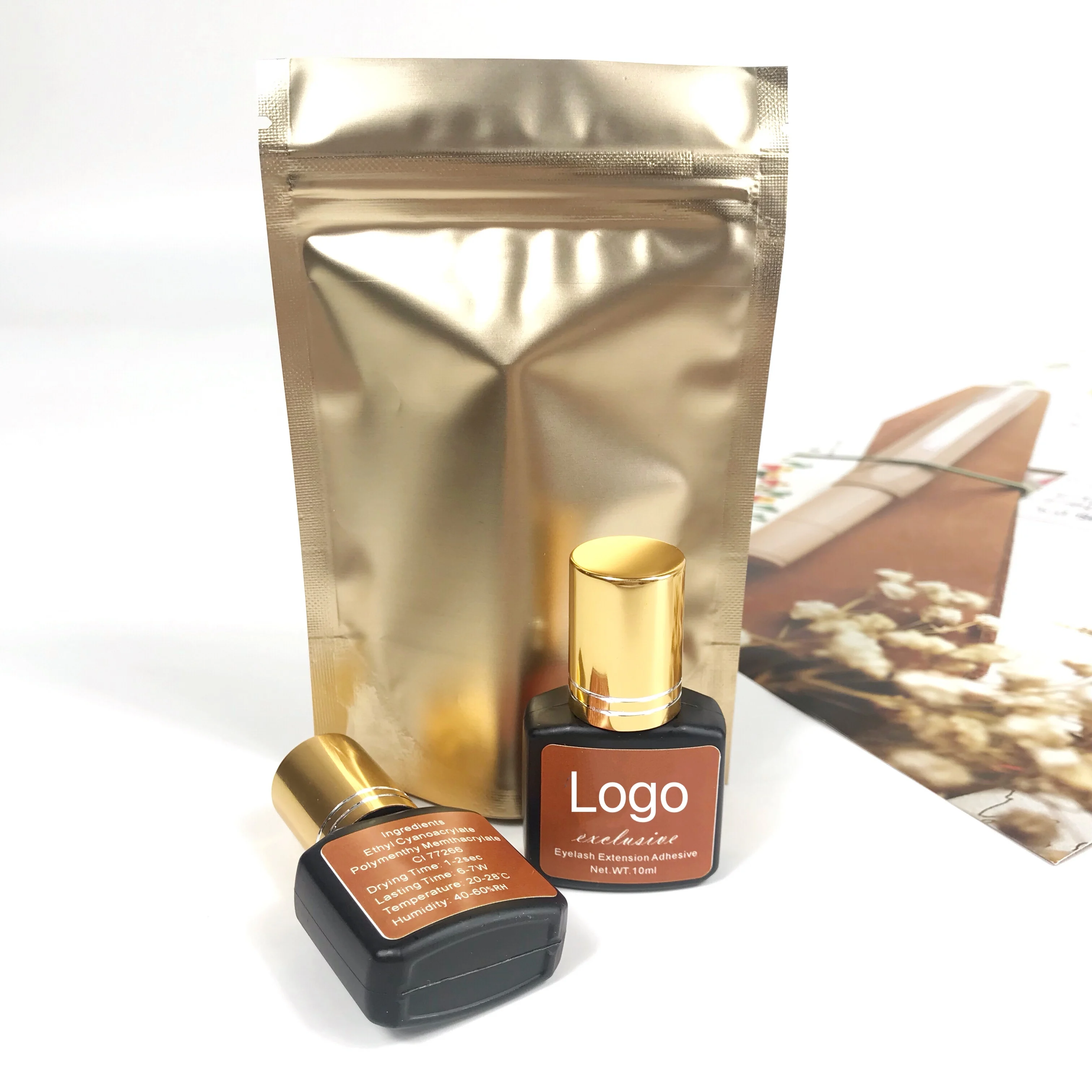 Custom Private Label 1-2 Second Dry Waterproof Super Fast Strong  Latex Free Vegan Eyelash Extension Adhesive Glue Wholesale