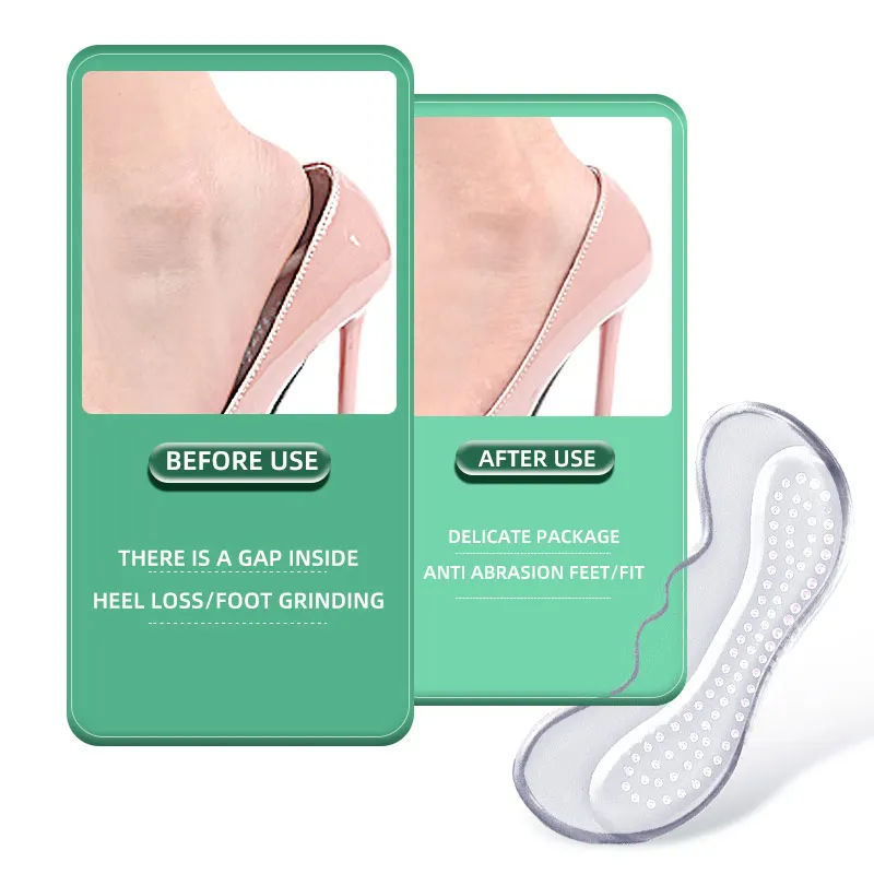 Transparent Heel Grips Liners for Sole Protector Reusable Soft Heel Shoe Insert Self-Adhesive Foot Care Heel Protector Pad