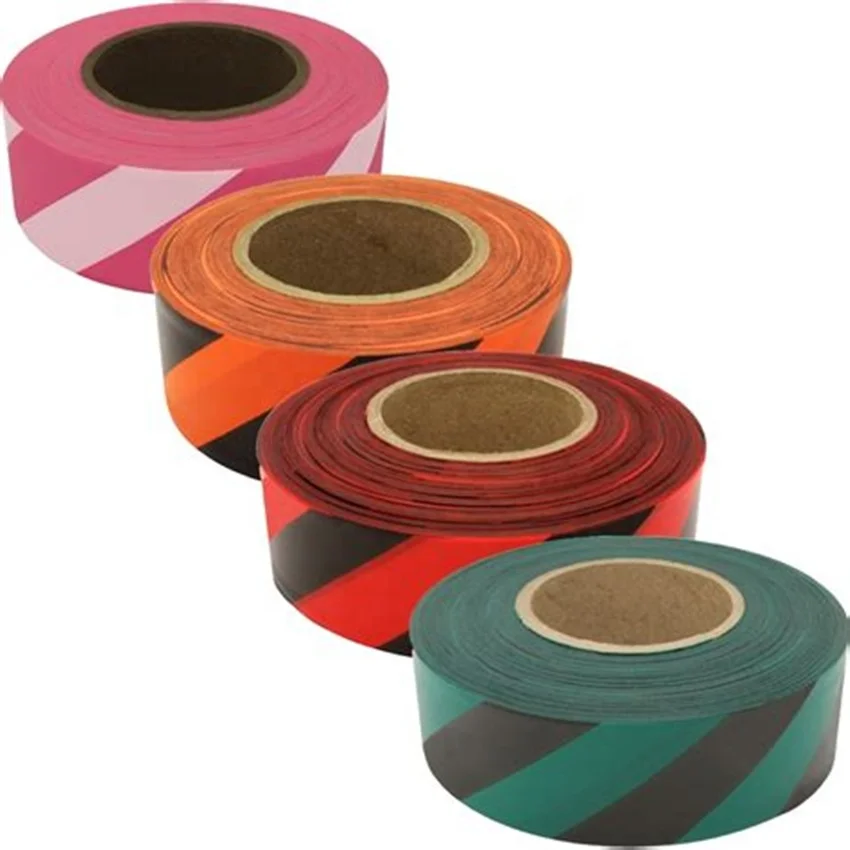 wholesale PVC material red/black non-adhesive Striped Flagging Tape