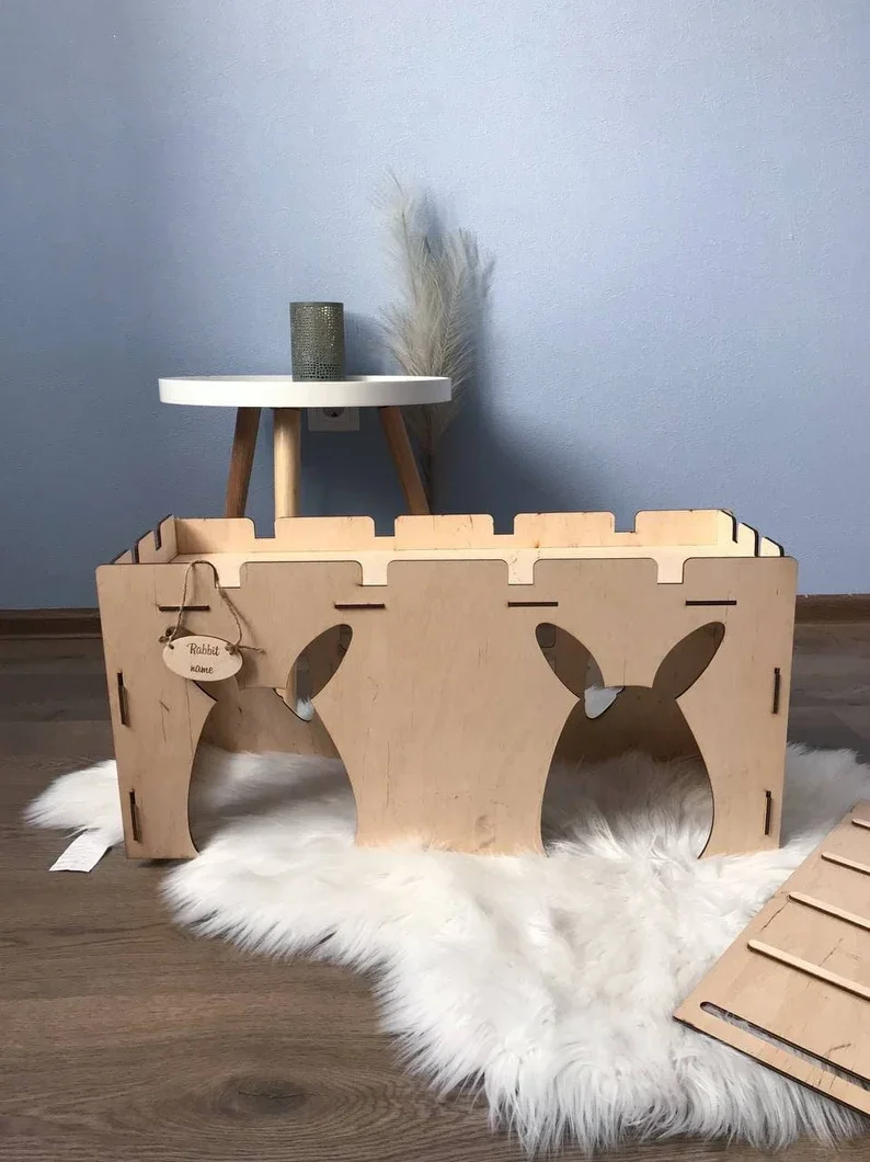 Bunny house with ladder, guinea pig house, rabbit furniture, bunny decoration, rabbit supplies, chinchilla house, pet bed
