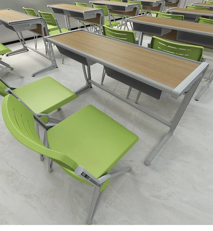 Aluminum modern school classroom furniture students single set of desks and chairs