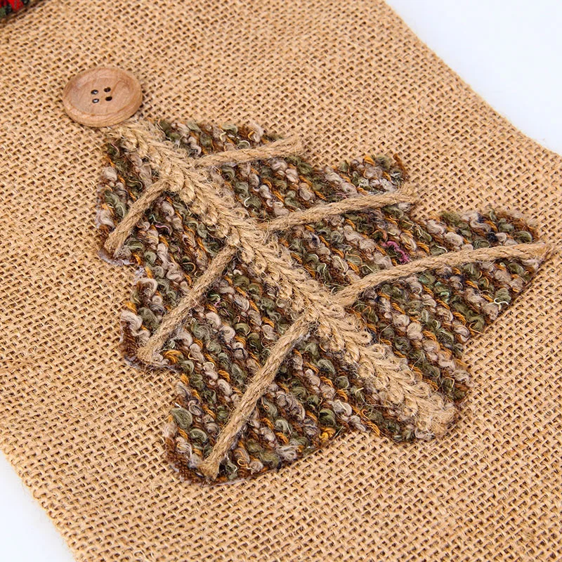 Cotton Fabric And Linen Christmas Fireplace Hanging Stocking For Christmas DIY Decorations